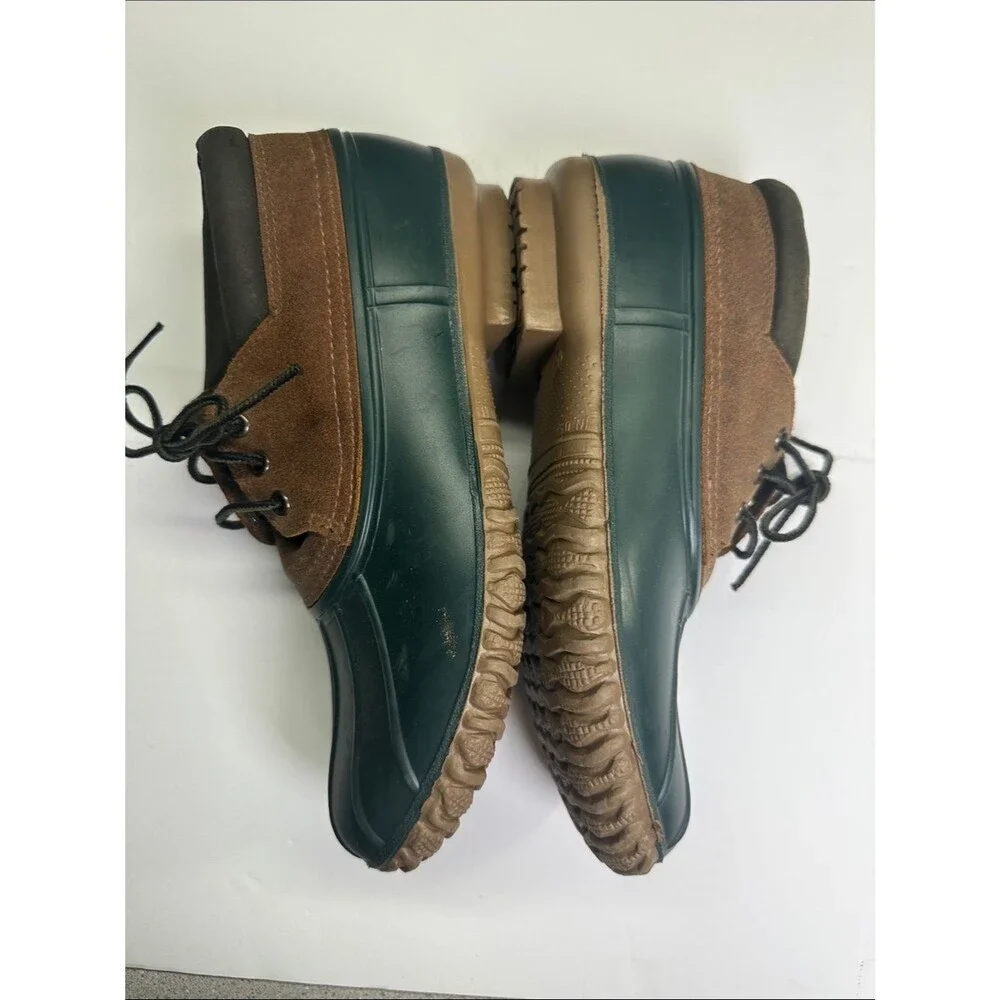LaCrosse Men's Green Brown Leather & Rubber Duck Ankle Boots, Made in USA Size 8